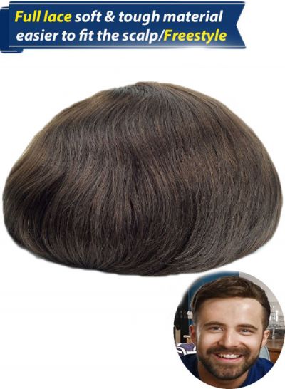Replacement #2 French Full Lace Toupee Human Hair System For Men Human Hair Mens Wig Pieces Styles For Sale  - mens toupee hair
