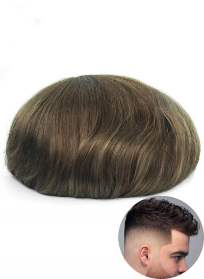 Full Lace #6 Toupee Human Hair Replacement Hairpieces For Men High Quality Mens Wig Hair System For Thinning Hair For Sale Online - mens toupee hair