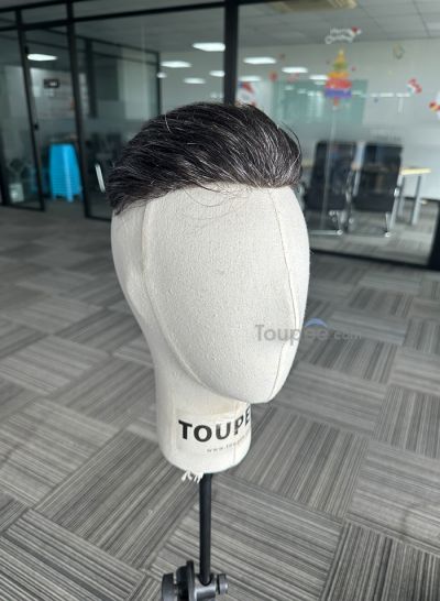 Best Durable Stock Mens Hair Systems Fine Mono with Poly Skin Perimeter and Folded Toupee for Men Free Shipping - mens toupee hair