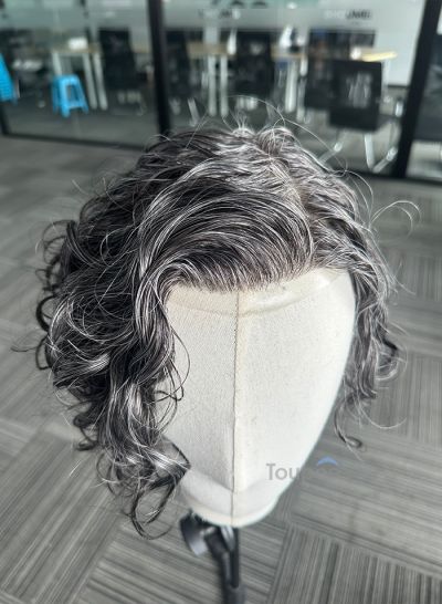 Best Durable Stock Mens Hair Systems Fine Mono with Poly Skin Perimeter and Folded Toupee for Men Free Shipping - mens toupee hair