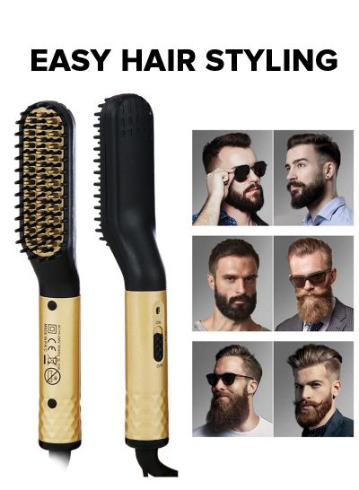 Beard Straightener for Men, Mens Hair Straightener Comb , Quick Heated Beard Straightening Comb, Hair Straightener Brush ,Heated Beard Comb Brush for Travel and Home