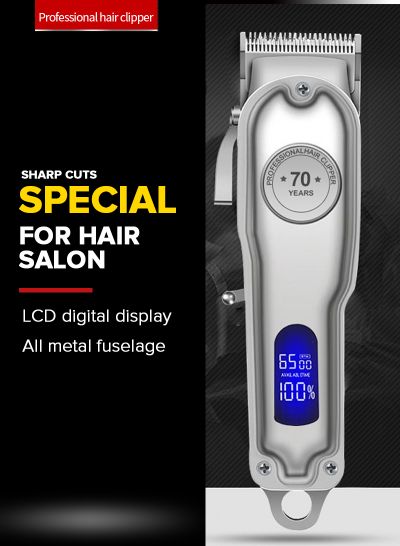 PROFESSIONAL Hair Clipper for Men, Professional Full Metal Hair Trimmer with 2.5h Run Time, Cordless/Corded Electric Clipper with Lithium-Ion, Complete Hair Cutting Kit (Silver) - mens toupee hair