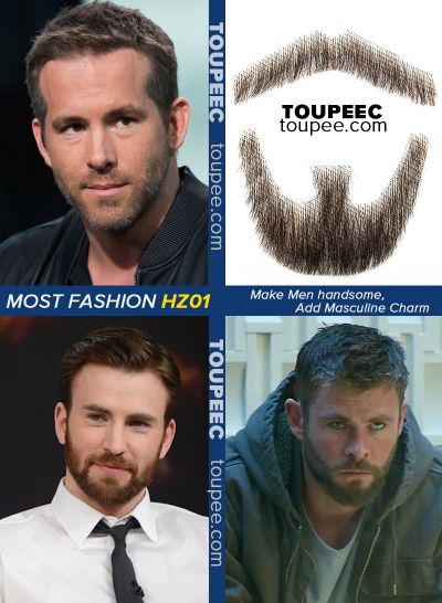 Mens fake beard 100% human hair trend style star fashion lace beard wear directly 3Pcs(Only $33.3 per unit) - mens toupee hair
