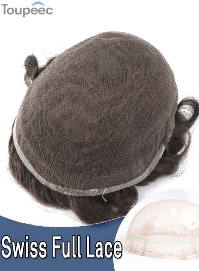Swiss Full Lace Toupee Hair Replacement For Men High Quality Indian Mens Human Hair Systems For Receding Hairline Wholesale Free Shipping