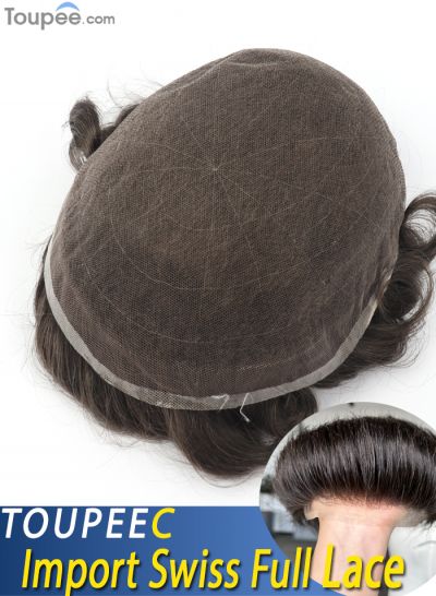 Swiss Full Lace Toupee Hair Replacement For Men High Quality Indian Mens Human Hair Systems For Receding Hairline Wholesale Free Shipping - mens toupee hair