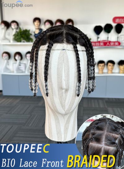 Wear To Go Mens BIO Lace Front With PU Toupee Hair With Twist Braids Hairstyles Injection Braided Hairstyles For Men For Thinning Crown Wholesale - mens toupee hair