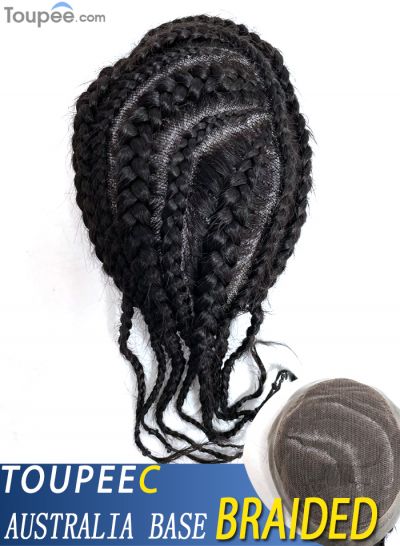 Wear To Go Braided Hairstyles For Men For Balding Crown Afro Men's Toupee Hair System With African Twist Braided Full Lace Base Wholesale - mens toupee hair