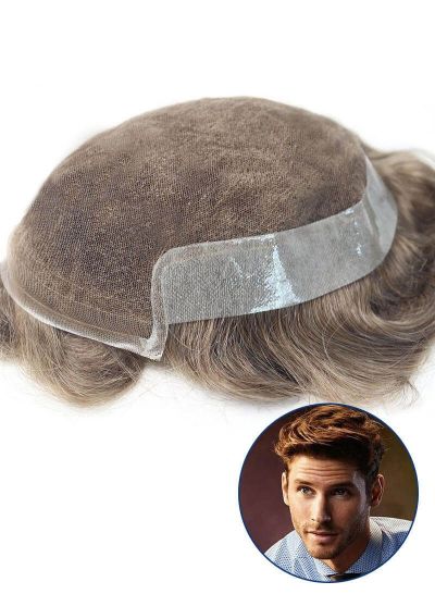 High Quality Mens Toupee System Poly Skin with Lace Front Hair Replacement For Men - mens toupee hair