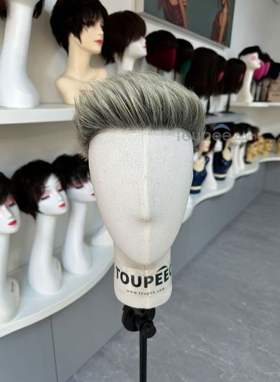 New ombre color 1b/blonde color knot skin basement human hair system pre cut hairstyle men hair toupee replacement