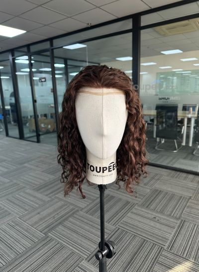 lace front and top hair system 16 inch wavy hairstyle 4# color as picture show human hair toupee for men or women - mens toupee hair
