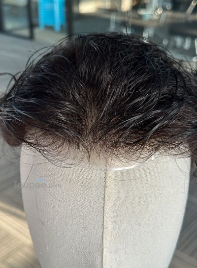 Customized 0203mm thin skin hair system 70-80% density pu basement toupee men hair replacement 35-45 days to prepare