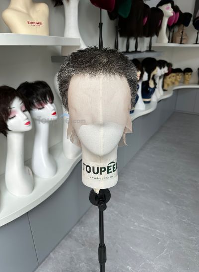 Customized men wig 30 days prepare time full lace human hair wig short buzz cut hairstyle 1b40# color
