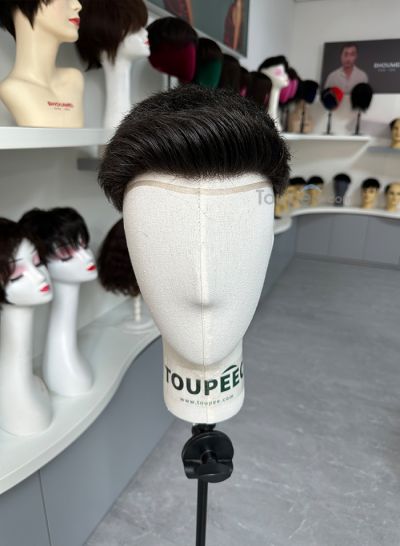 Mini lace front hair system rest skin basement human hair toupee men hair replacement classic hairstyle