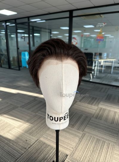 NEW M hairline extend side temple full lace human hair men wig pre cut hairstyle as picture