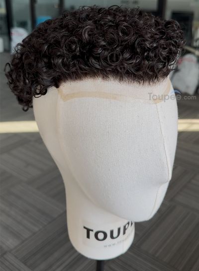 curly up pre cut hairstyle men toupee q6 hair system human natural hair replacement 