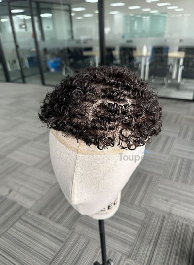 Best Durable Stock Mens Hair Systems Fine Mono with Poly Skin Perimeter and Folded Toupee for Men Free Shipping - mens toupee hair
