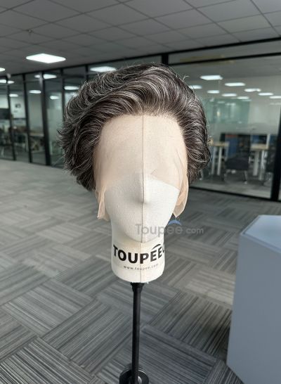 New hairstyle customized full lace human hair men wig 1b40# color hairstyle as picture 25-30 days to prepare - mens toupee hair