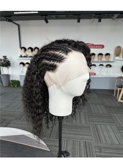 2023 New Curly Long 20 inch Human Hair Full Lace Wigs Fashion Men's Wig Men's Toupee Hair System - mens toupee hair