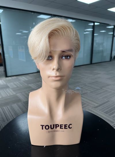 New 60# color side fringe hairstyle full lace human hair men wig men hair system toupee for men