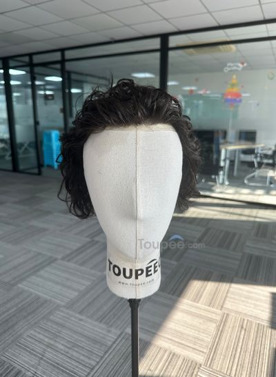 longer length injected skin hair system pre cut wavy hairstyle0608mm human hair real hair men toupee hair replacement