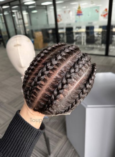 braided hairstyle 0608mm thin skin basement v looped human hair toupee hair system