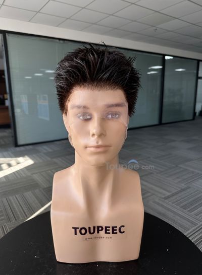 full lace human hair men wig fringe up short hairstyle men toupee hair system full cap wig