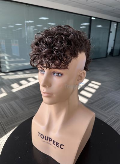 Best Durable Stock Mens Hair Systems Fine Mono with Poly Skin Perimeter and Folded Toupee for Men Free Shipping - mens toupee hair