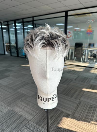 1b/60ry # color skin hair system new wavy hairstyle real natural hair toupee for men men wig 
