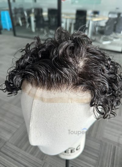 Full lace human natural hair systems curly hairstyle as picture pre cut men hair replacement toupee