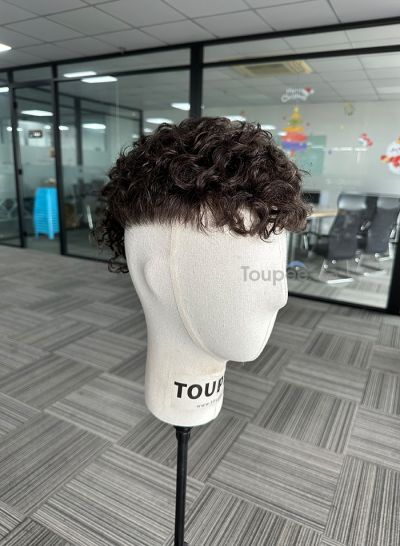 0608mm thin skin hair systems pre cut curly hairstyle as picture human natural hair men toupee hair replacement