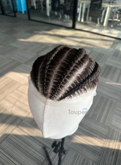 thin skin hair system braided hairstyle as picture v looped natural human hair replacement men toupee