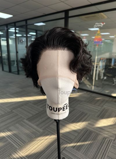 New hairstyle natural black color full lace human hair wig within hairstyle as picture men wig - mens toupee hair