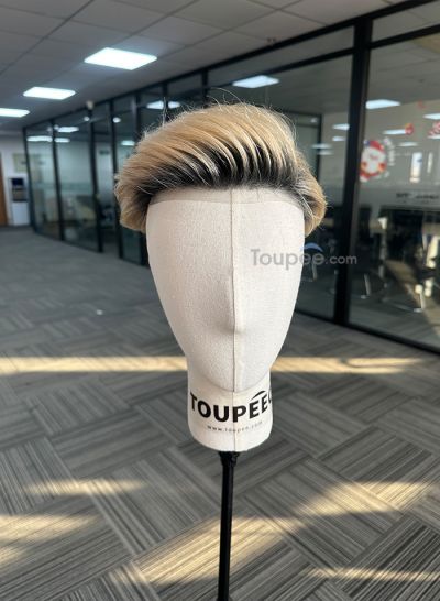 Best Durable Stock Mens Hair Systems Fine Mono with Poly Skin Perimeter and Folded Toupee for Men Free Shipping - mens toupee hair