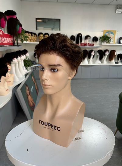 full lace human hair men wig with hairstyle 4# color men hairstyle toupee hair system replacement - mens toupee hair