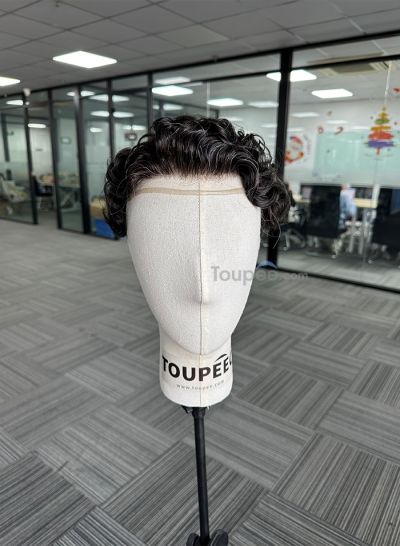 Best Durable Stock Mens Hair Systems Fine Mono with Poly Skin Perimeter and Folded Toupee for Men Free Shipping - mens toupee hair