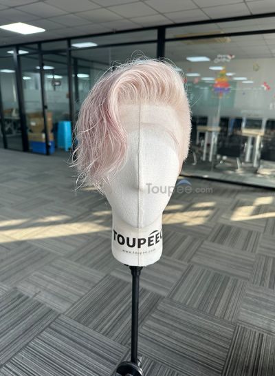Sliver grey colorful long fringe side part full lace human hair wig men wig - mens toupee hair