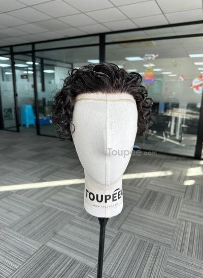 Best Durable Stock Mens Hair Systems Fine Mono with Poly Skin Perimeter and Folded Toupee for Men Free Shipping - mens toupee hair