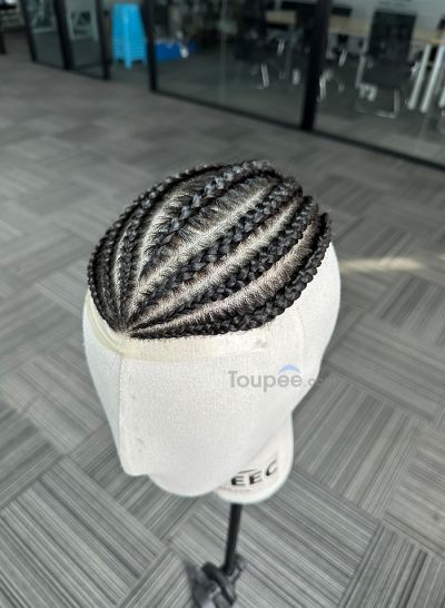 New braided hairstyle thin skin basement v looped no knots human hair toupee hair system