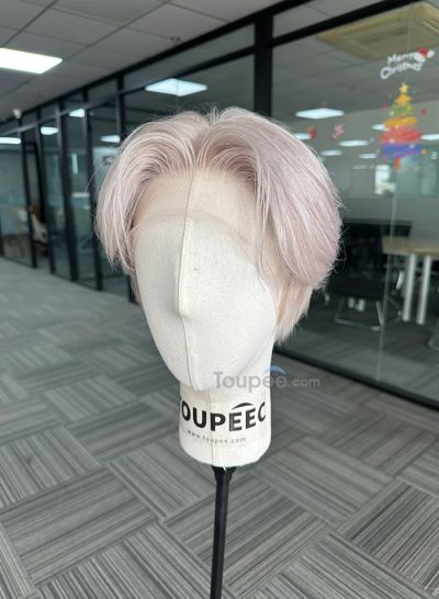 New Grey color full lace human hair wig men wig men hair hairstyle and color as picture show - mens toupee hair