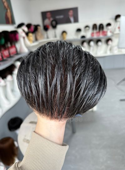 classic brush black low density full lace hair system natural straight human hair system toupee