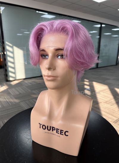 Purple colorful natural human hair men wig full lace men hair system toupee for men hair replacemnt - mens toupee hair