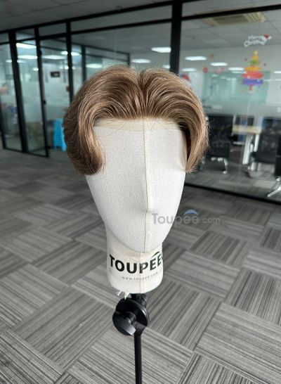 Best Durable Stock Mens Hair Systems Fine Mono with Poly Skin Perimeter and Folded Toupee for Men Free Shipping - mens toupee hair
