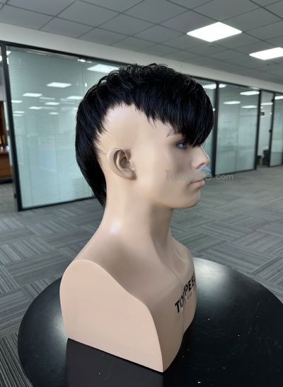 New thin skin hair system new hairstyle 4x12 inch size men toupee hair replacement