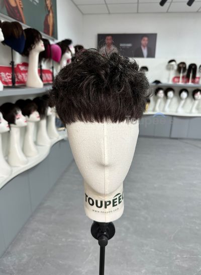 mono pu basement new straight bangs wavy hairstyle human hair system men hair replacement toupee for men