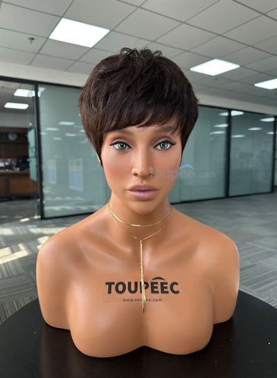 Wear to go Pixie cut short hairstyle new basement wig no glue for install human natural hair - mens toupee hair
