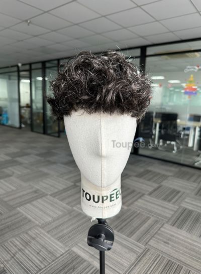 Best Durable Stock Mens Hair Systems Fine Mono with Poly Skin Perimeter and Folded Toupee for Men Free Shipping - mens toupee hair
