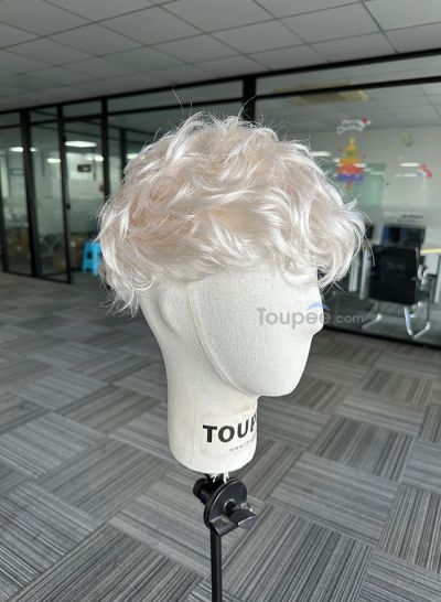Best Durable Stock Mens Hair Systems Fine Mono with Poly Skin Perimeter and Folded Toupee for Men Free Shipping - mens toupee hair