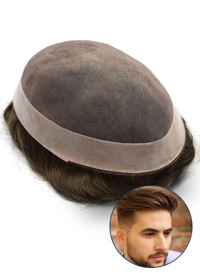 Custom Mens Hair Systems SuperFine Welded Mono with PU Periphery Single Knotted Toupee For Men