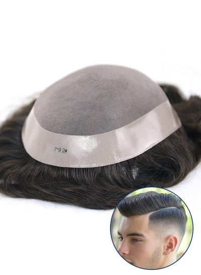 High Quality Mens Hair Systems Fine Mono with Thin Skin around Toupee for Men