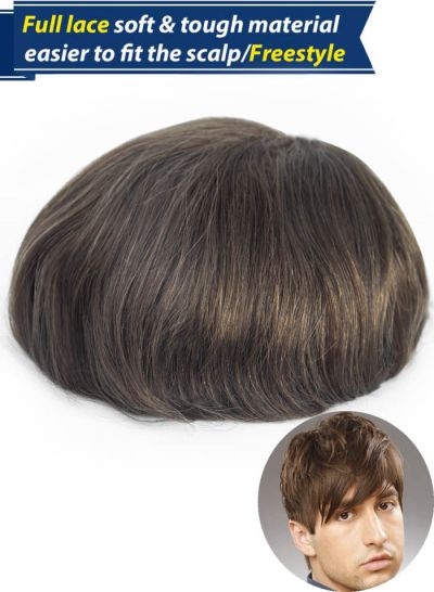 Full Lace Toupee Hair System For Men #5 Replacement Mens Wigs For Baldness Human Hair Pieces Units For Sale Online  - mens toupee hair